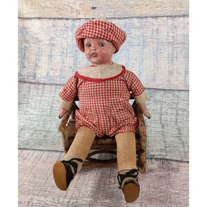 1920s 1930s IDEAL Composition Baby Doll W/Tin Sleepy Eyes Original Outfit Shoes0